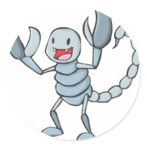 Happy Scorpion Insect Cartoon Round Sticker
