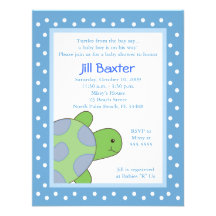 Happy Sea Turtle Blue Baby Shower Invitation