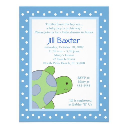 Happy Sea Turtle Blue Baby Shower Invitation