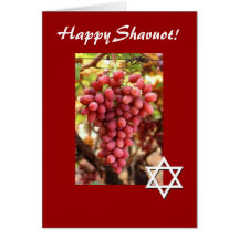 Happy Shavuot-Red Grapes/Star of David Greeting Cards