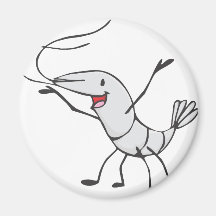 Happy Shrimp Cartoon Magnets