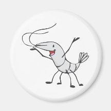 Happy Shrimp Cartoon Magnets