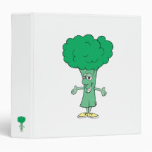 happy silly broccoli cartoon vinyl binders