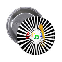 Happy Singing Music Karaoke Sweet Black White Pins