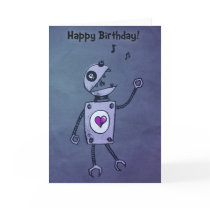 Happy Singing Robot Birthday card cards