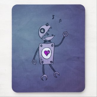 Happy Singing Robot Grunge mousepad