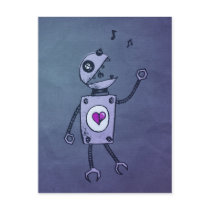 Happy Singing Robot postcard postcards