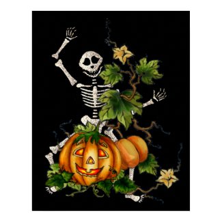 HAPPY SKELETON & JACK by SHARON SHARPE print