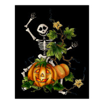 HAPPY SKELETON & JACK by SHARON SHARPE posters