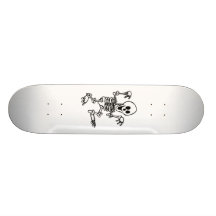 happy skeleton walking hands up halloween skate board deck