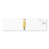 Happy smiley pencil with a easer bumper stickers