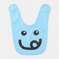 Happy Smiley Yummy Face_baby blue Bib