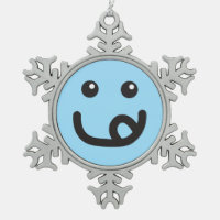 Happy Smiley Yummy Face_baby blue Ornaments