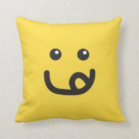 Happy Smiley Yummy Face_banana yellow Throw Pillows