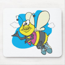 happy smiling cartoon bee mousepads