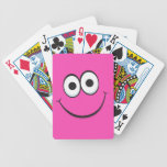 Happy smiling hot pink cartoon smiley face funny card decks