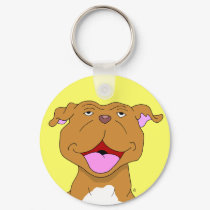 Happy Smiling Pit Bull Keychain