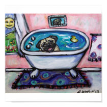 happy smiling pug bath posters by zadajeanne happy smiling pug bath posters