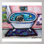 happy smiling pug bath print
