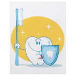 Happy Smiling Tooth With Toothbrush And Shield Custom Flyer