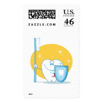 Happy Smiling Tooth With Toothbrush And Shield Stamps