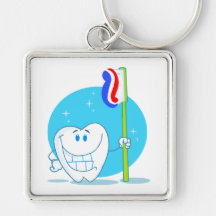 Happy Smiling Tooth With Toothbrush Keychain