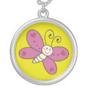 Happy Smiling Whimsical Butterfly Pendant