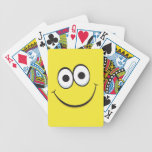 Happy smiling yellow cartoon smiley face funny bicycle card deck