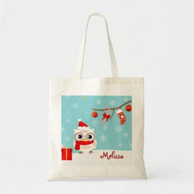 Happy Snow Owl Christmas Tote Bag