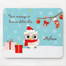 Happy Snow Owl Greetings Mousepad