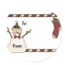 Happy Snowman And Christmas Stocking Sticker