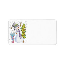 Happy Snowman Avery Label