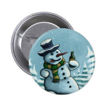 happy snowman button