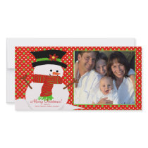 Happy Snowman Family Christmas Photo Card photo cards