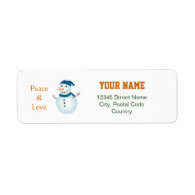 Happy snowman holiday, Christmas address labels.