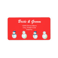 Happy snowman holiday, Christmas address labels.