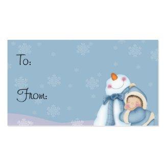 Happy Snowman - Holiday Gift Tags Business Card Templates