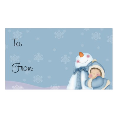 Happy Snowman - Holiday Gift Tags Business Card Templates by mrssocolov2