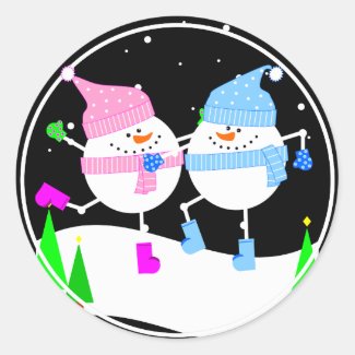 Happy Snowman Round Sticker