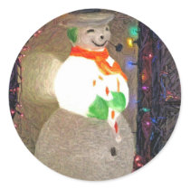 Happy snowman Xmas - Sticker by GardenDelightsArts Happy snowman Xmas - Sticker