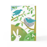 Happy Spring Birds &amp; Bunny Greeting Card