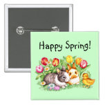 Happy Spring Bunny Chick Tulip Pin - Template buttons
