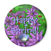 Happy Spring button magnets