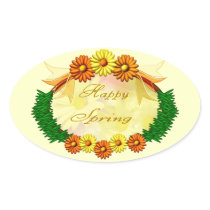 Happy Spring Oval Sticker