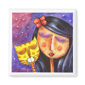 Happy - Square Magnet magnet