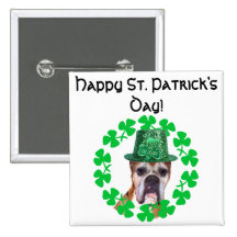 Happy St. Patrick's Day  Boxer Dog button
