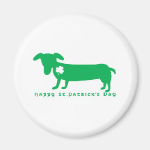 Happy St. Patrick's Day Dachshund Fridge Magnet