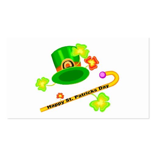 Happy St. Patrick's Day Hat & Cane Collage Business Card Template (back side)