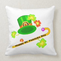 Happy St. Patrick's Day Hat & Cane Collage Pillow