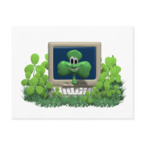 Happy st patricks day smiley on a computer postcards